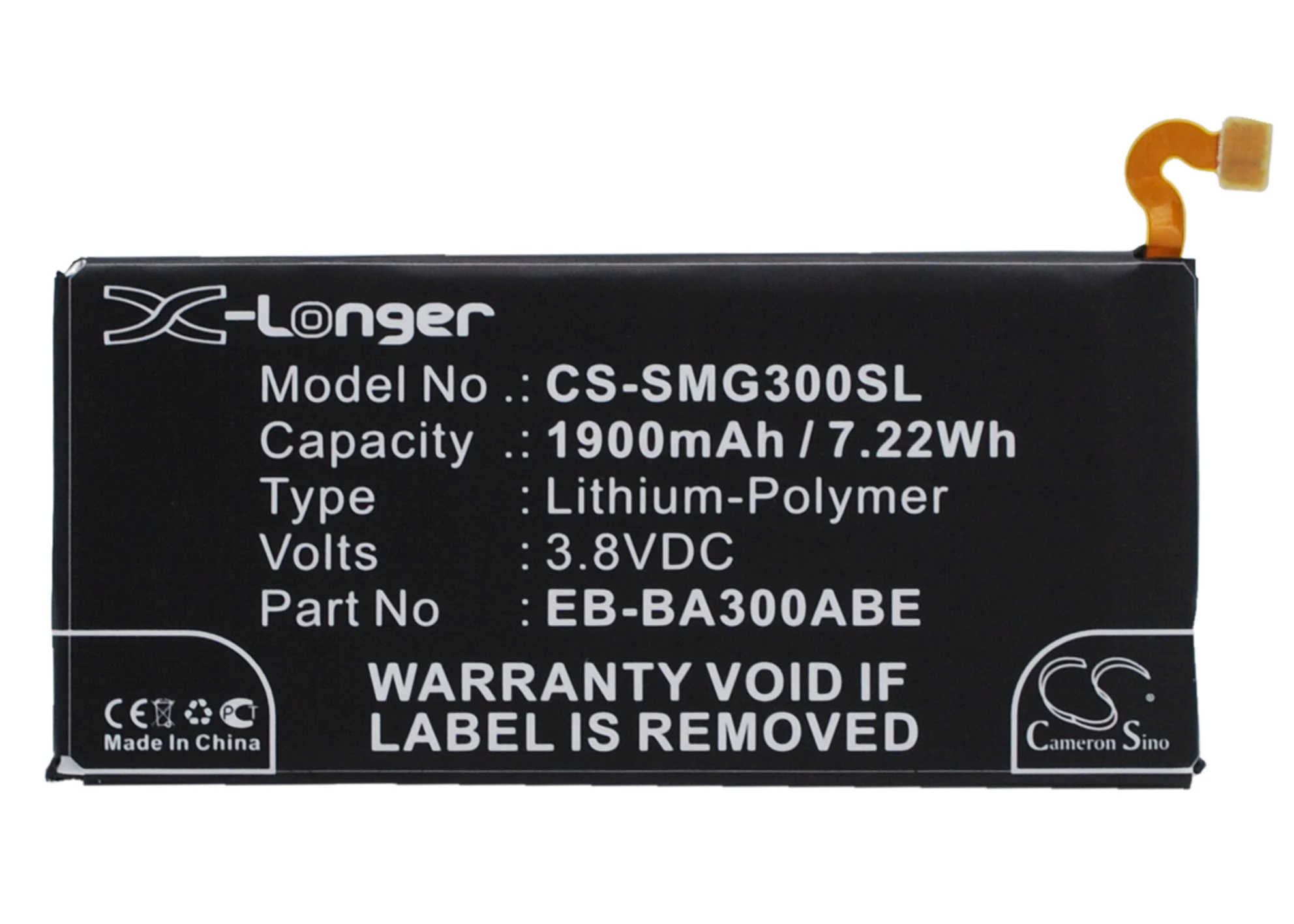 Cameron Sino 1900mAh Samsung Galaxy A3,SM-A3009,SM-A3000,SM-A300G,Galaxy A3 Duos,SM-A300M,SM-A300FU,SM-A300F,SM-A300F/DS,SM-A300G/DS Baterie