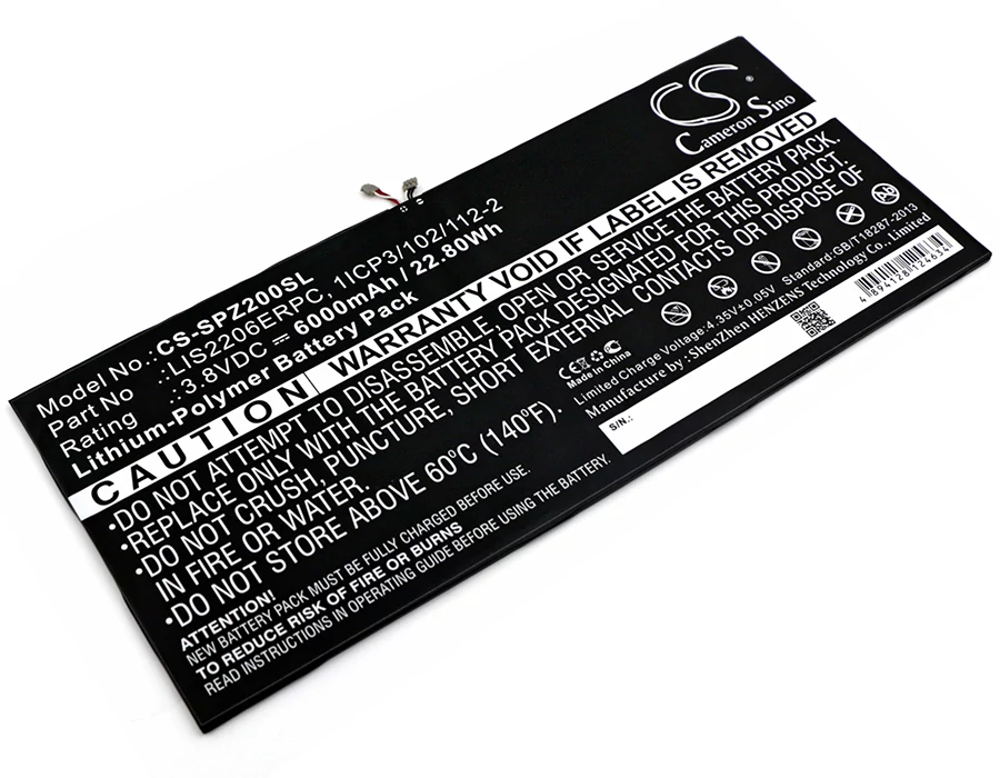 Cameron Sino 6000mAh Sony Xperia Tablet Z2,Xperia Tablet Z2 TD-LTE,SOT21,Castor,SGP551,SGP521,SGP511,SGP541,SGP512,SGP561 Batéria