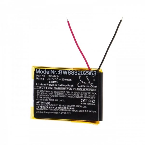 Náhradná batéria pre MP3 prehrávač VHBW pre SanDisk SDMX24 - 220 mAh 3,7 V Li-polymer