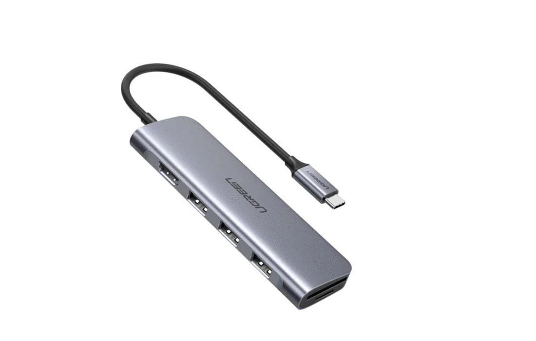 Ugreen USB-C - 3-portový rozbočovač USB3.0-A HDMI TF / SD (vesmírne sivá)