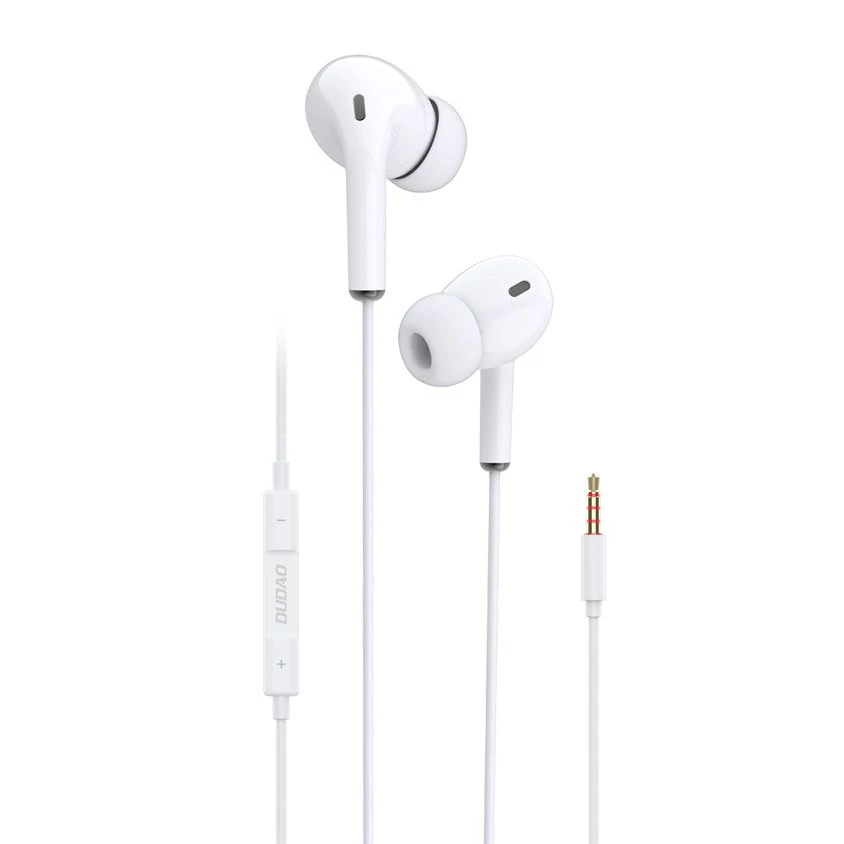 Dudao 3,5 mm-es mini jack csatlakozóval rendelkező fülhallgató távirányítóval, fehér (X14 white)