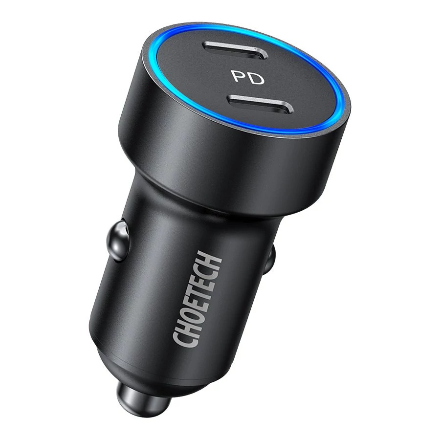 Choetech autós töltő 2x USB Type C Power Delivery 3.0 QuickCharge 3.0 AFC 36W 2.4A, fekete (C0054)