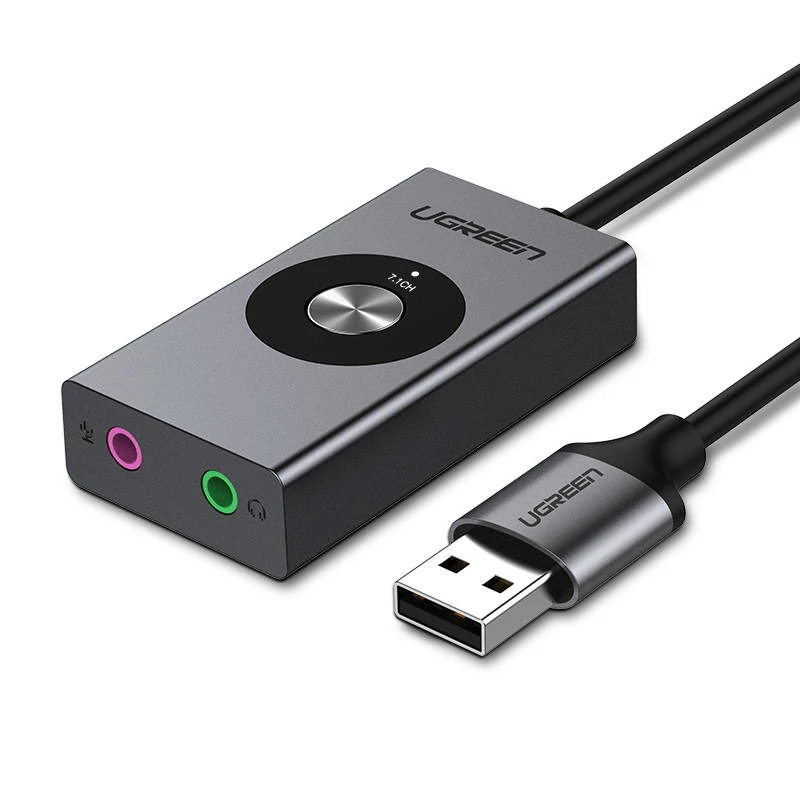 Externá zvuková karta UGREEN 7.1 USB, 1 m (strieborná)