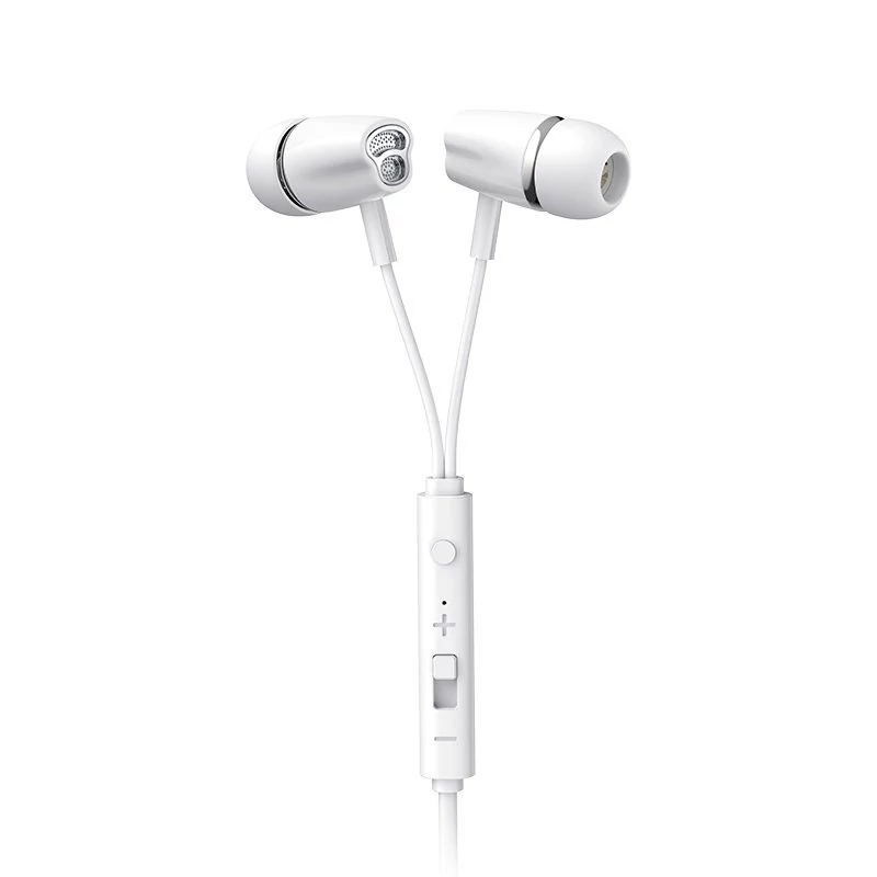 Joyroom fülhallgató 3,5 mm-es mini jack csatlakozóval, távirányítóval és mikrofonnal, fehér (JR-EL114)