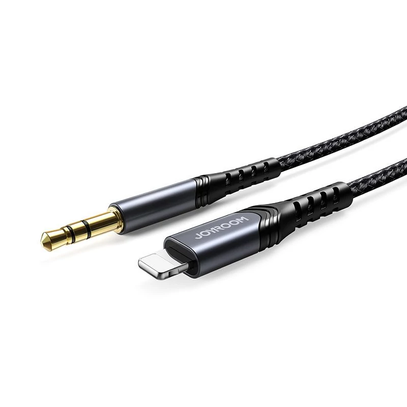 Joyroom sztereó audio AUX kábel 3,5 mm mini jack - Lightning iPhone-hoz, iPad-hez, 2 m, fekete (SY-A02-2m)