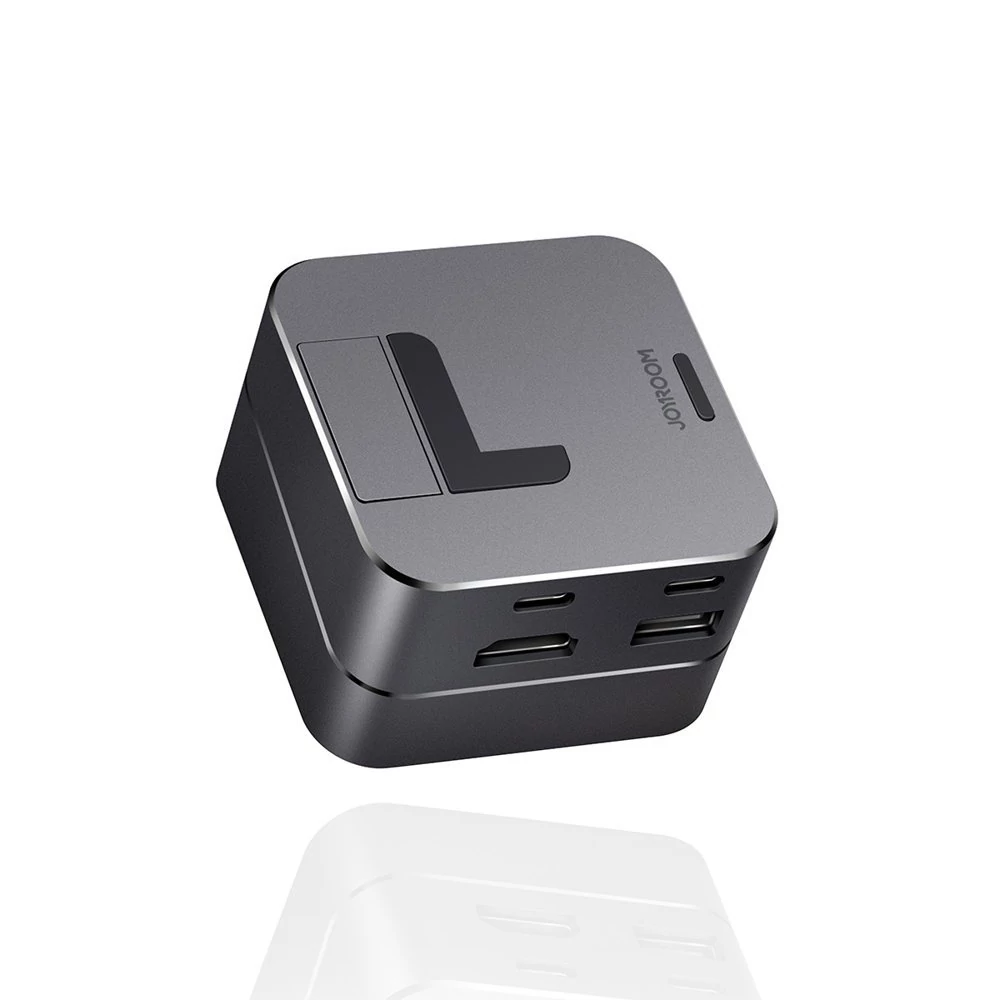 Joyroom Multifunkčný rozbočovač USB typu C - USB 3.0 / RJ45 / HDMI / USB typu C / Thunderbolt pre MacBook Pro, sivý (S-H121-Gray)