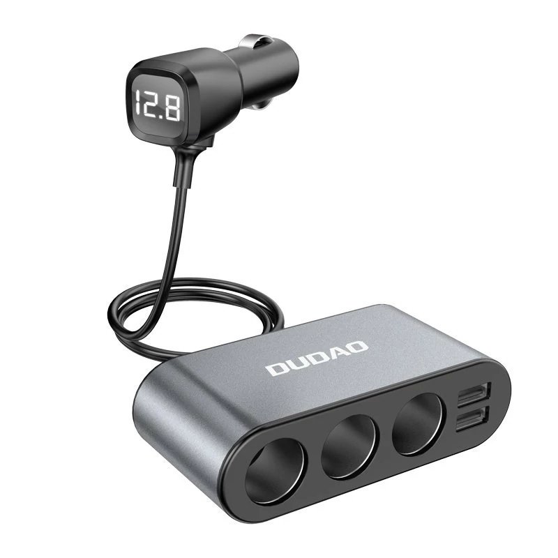 Dudao nabíjačka do auta 2x USB / 3x adaptér do cigaretového zapaľovača, čierna (R1Pro-black)