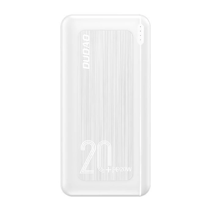 Dudao power bank, 20000 mAh, Power Delivery, 20 W, Quick Charge 3.0, 2x USB / USB Type C, fehér (K12PQ+white)
