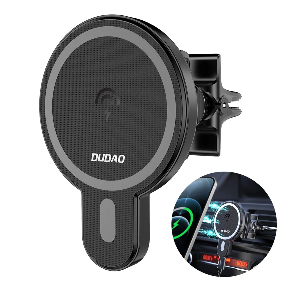 Magnetická nabíjačka do auta Dudao, indukčná nabíjačka Qi, 15 W (kompatibilná s MagSafe), čierna (F13)