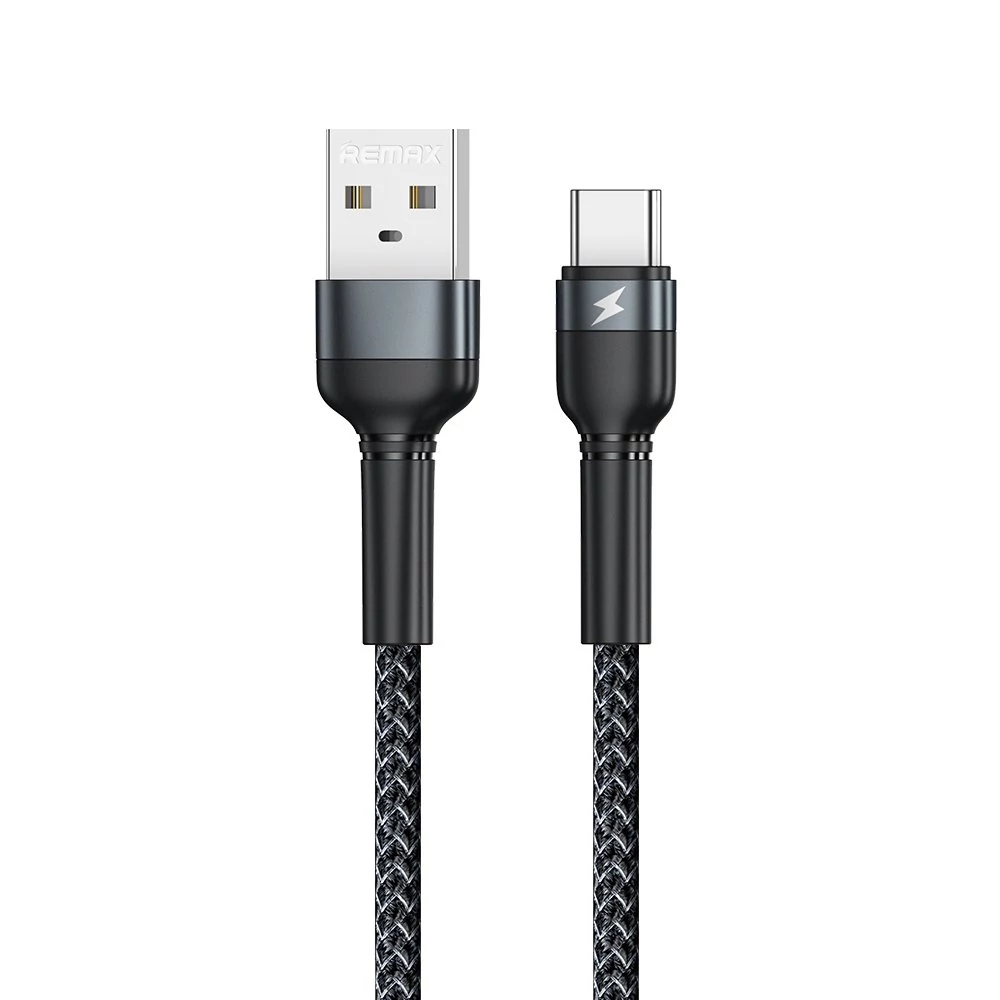 Remax USB - kábel USB typu C, nabíjanie, prenos dát, 2,4 A, 1 m, čierny (RC-124a-black)