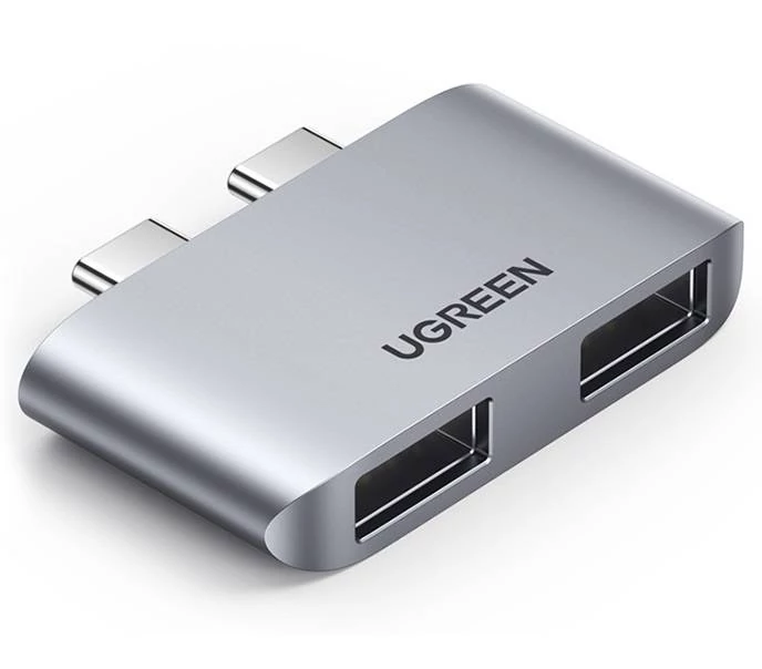 Adaptér UGREEN CM413, 2x USB-C - 2x USB 3.1 (sivý)
