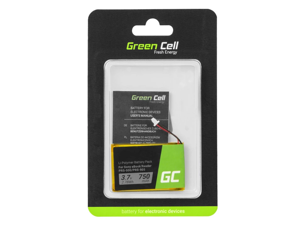 Green Cell E-book olvasó akkumulátor 1-756-769-11 Sony PRS-500 PRS-500U2 PRS-505 PRS-505LC PRS-700,  750mAh