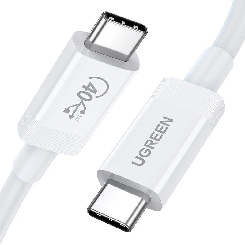 Kábel USB-C-USB-C UGREEN USB4, 40 Gb/s, 0,8 m (biely)