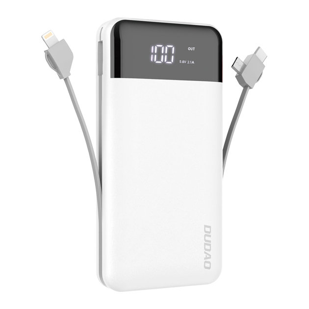 Dudao K1Pro powerbank 20000mAh beépített kábelekkel fehér (K1Pro-white)