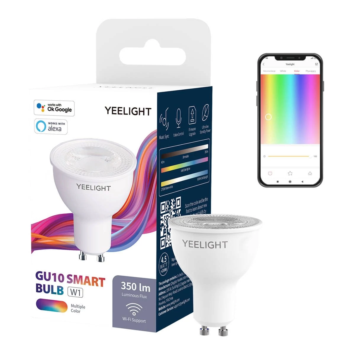 Yeelight GU10 Okos LED izzó W1 (színes) - 1db