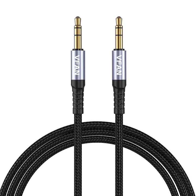 Vipfan L11 mini jack 3,5 mm AUX kábel, 1 m, pozlátený (sivý)