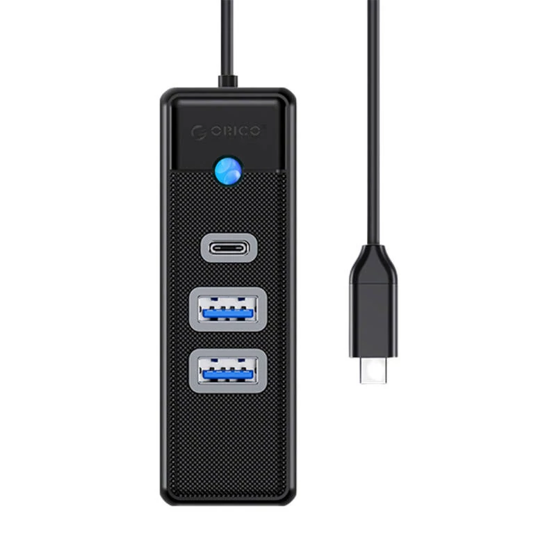 Orico Hub adaptér USB-C - 2x USB 3.0 + USB-C, 5 Gb/s, 0,15 m (čierny)