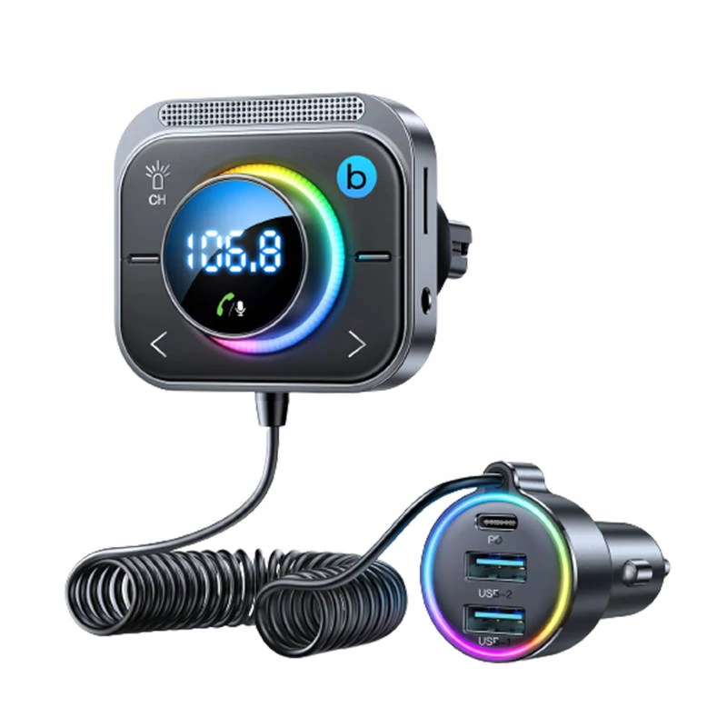 Joyroom JR-CL18 FM Transzmitter  2x USB + USB-C, 30W (ezüst)