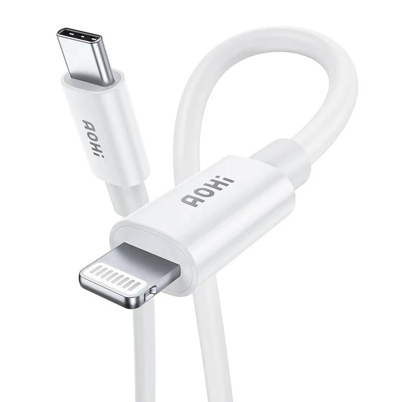 AOHI AOC-L003 USB-C Lightning kábel, 1,2 m, 3A, MFi tanúsítvánnyal (fehér)