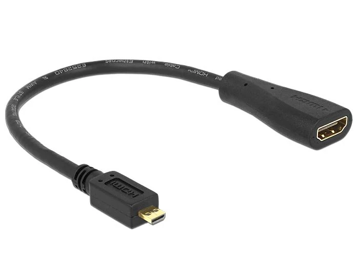 Delock micro HDMI (samec) na 19 pin HDMI (samica) - 23 cm kábel