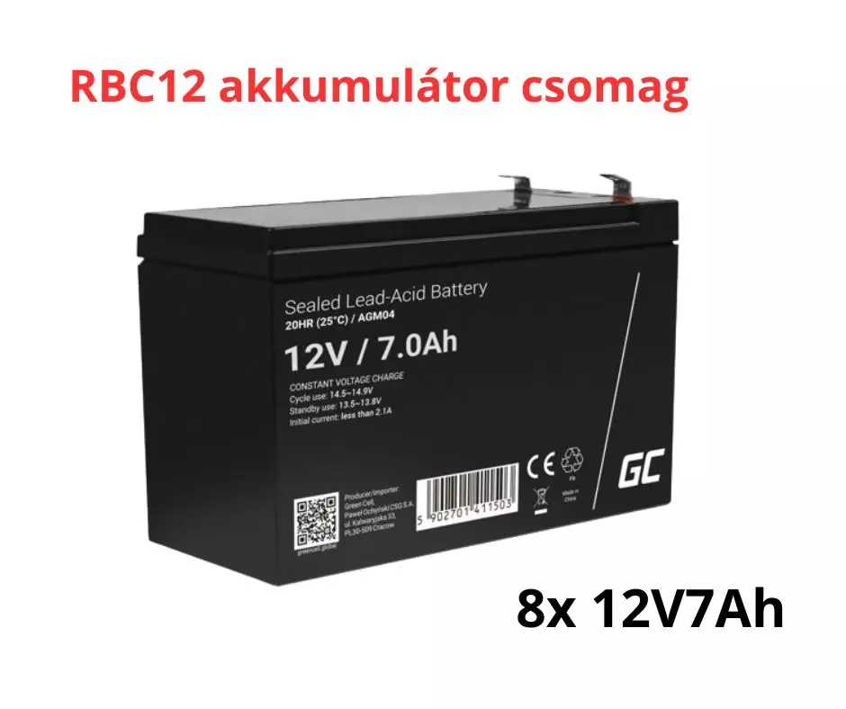 APC RBC12 helyettesítő akkumulátor csomag (8x 12V 7Ah)