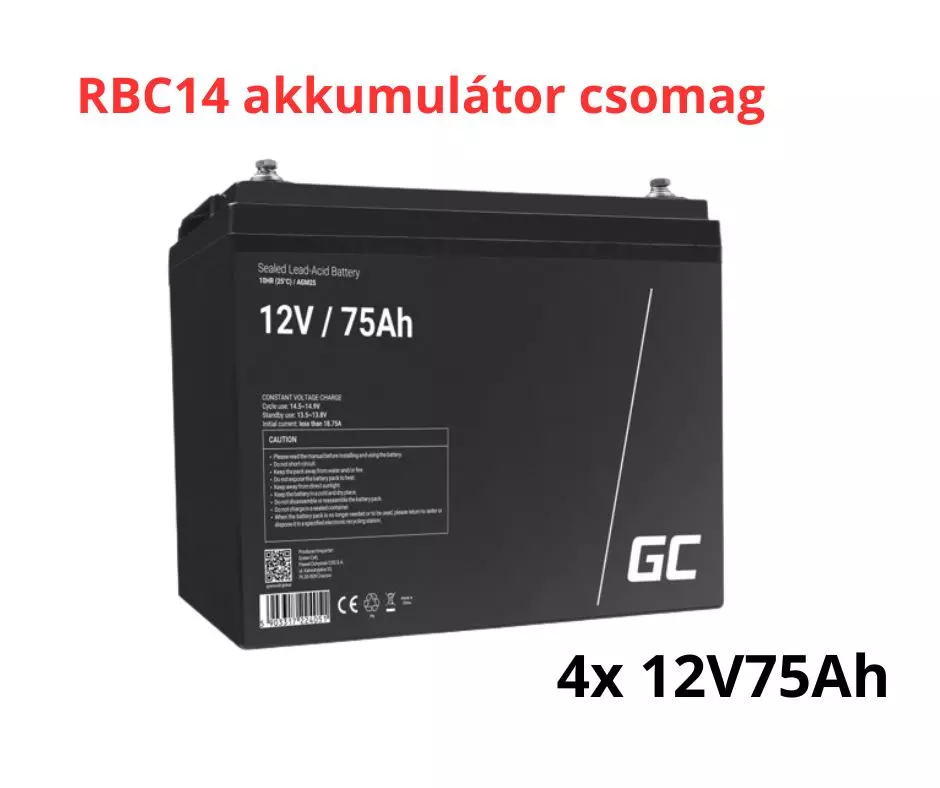 APC RBC14 helyettesítő akkumulátor csomag (4x 12V 75Ah)