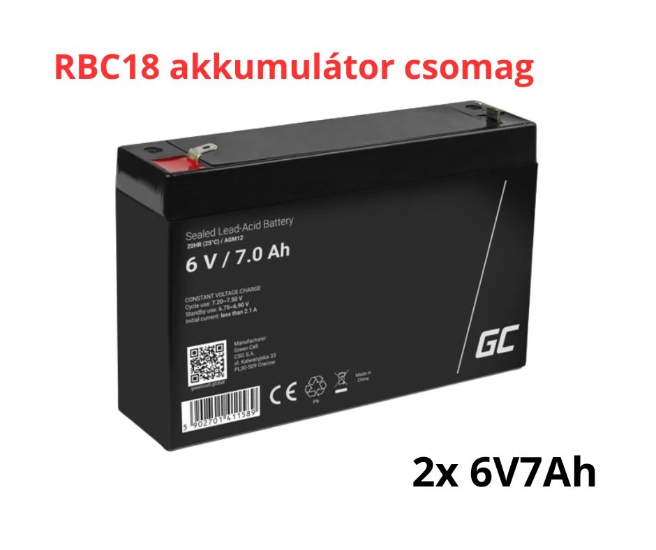 APC RBC18 helyettesítő akkumulátor csomag (2x 6V 7Ah)