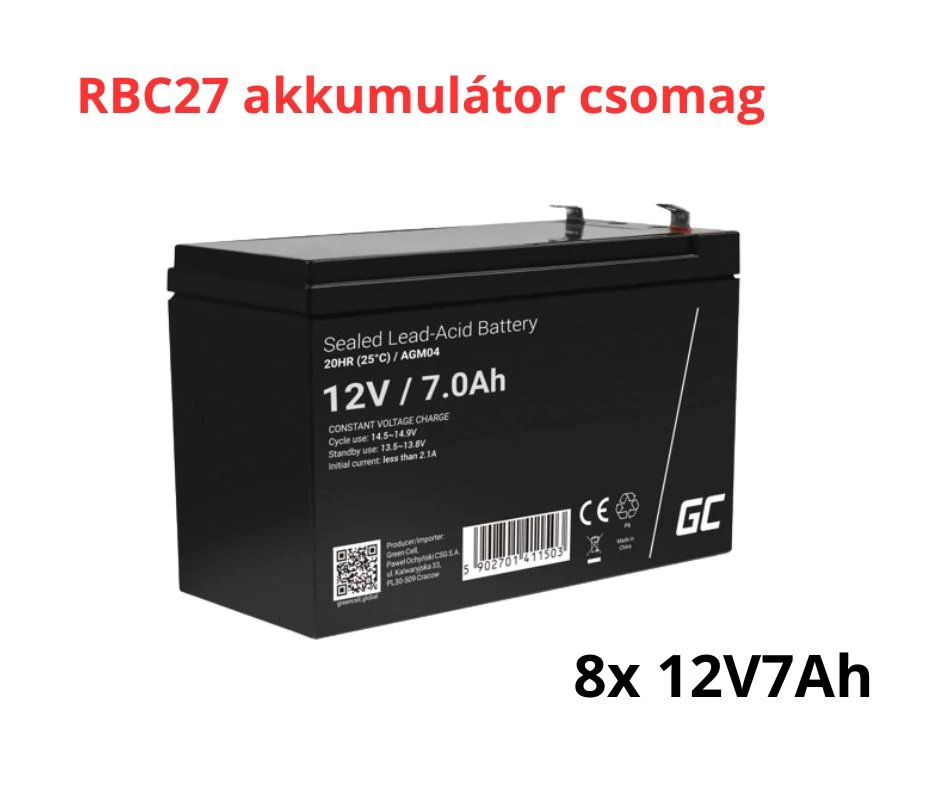 APC RBC27 helyettesítő akkumulátor csomag (8x 12V 7Ah)