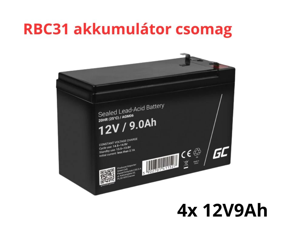 APC RBC31 helyettesítő akkumulátor csomag (4x 12V 9Ah)