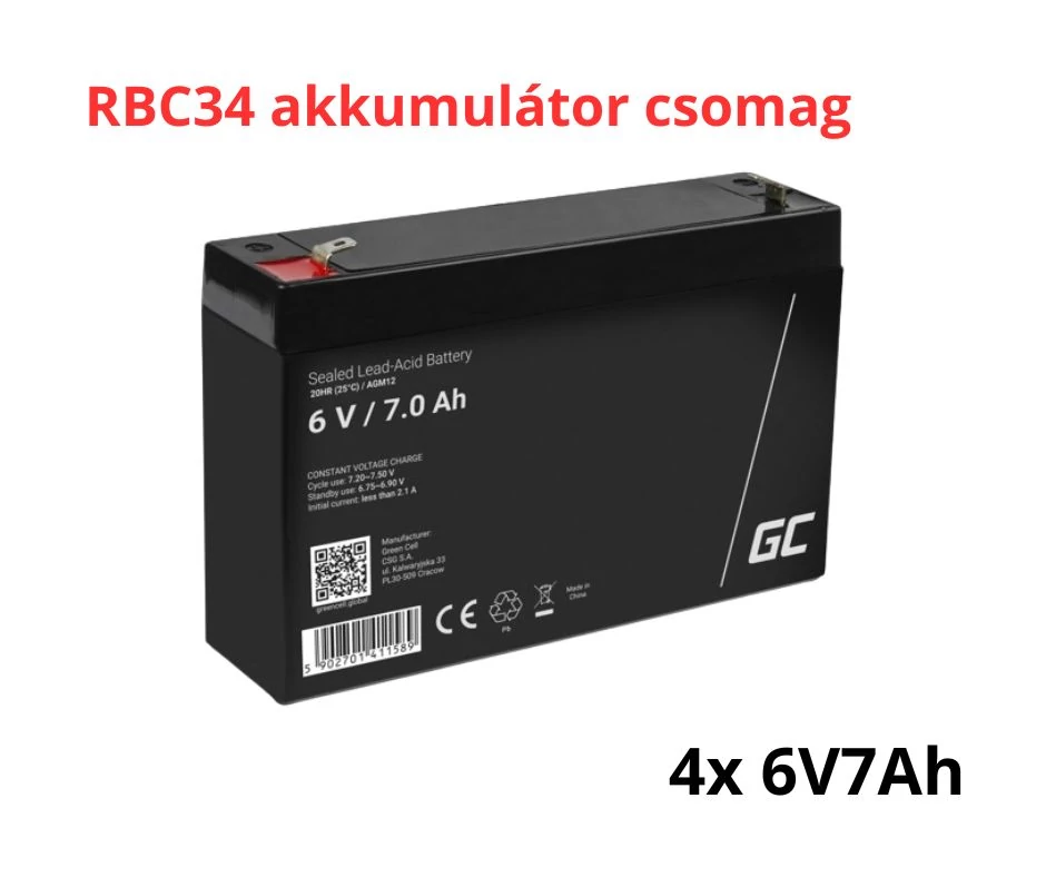 APC RBC34 helyettesítő akkumulátor csomag (4x 6V 7Ah)