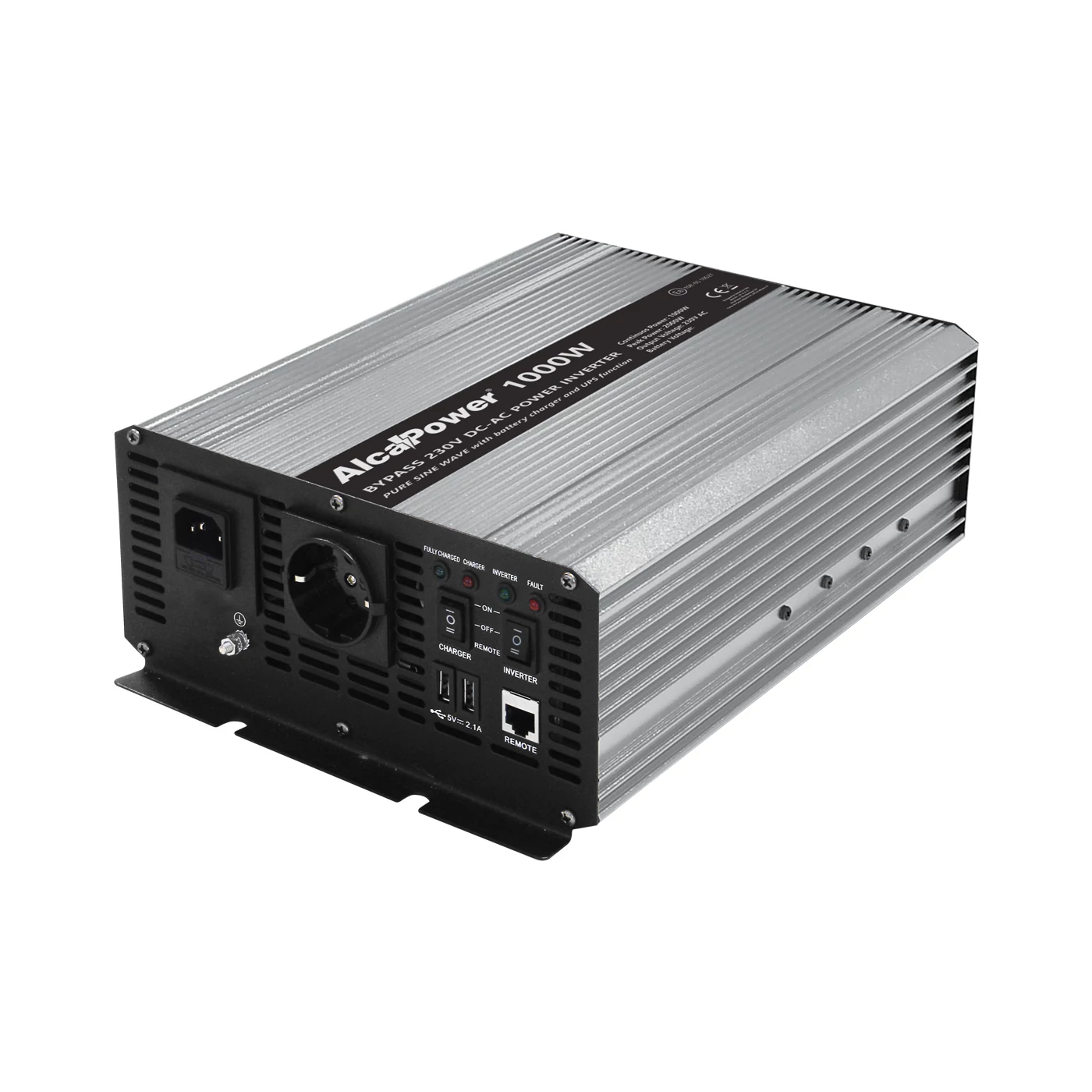 AlcaPower 1000W 24V / 230V Inverter feszültségátalakító beépített UPS Szünetmentes tápegység kemencékhez és központi fűtési (keringető) szivattyúkhoz