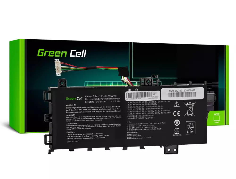 Green Cell battery B21N1818 C21N1818-1 for Asus VivoBook 15 A512 A512DA A512FA A512JA R512F R512U X512 X512DA X512FA X512FL