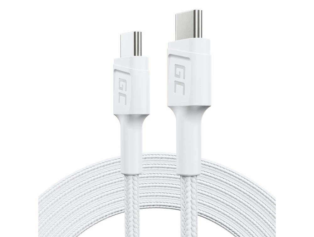 Green Cell Cable White USB-C Type C 2m PowerStream s rýchlym nabíjaním Power Delivery 60W, Ultra Charge, Quick Charge 3.0