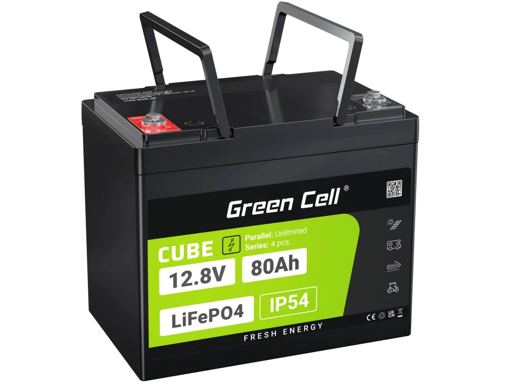 Green Cell CUBE LiFePO4 80Ah 12.8V 1024Wh lítium-železofosfátová batéria pre UPS, Camper, Upratovacie vybavenie, Camping