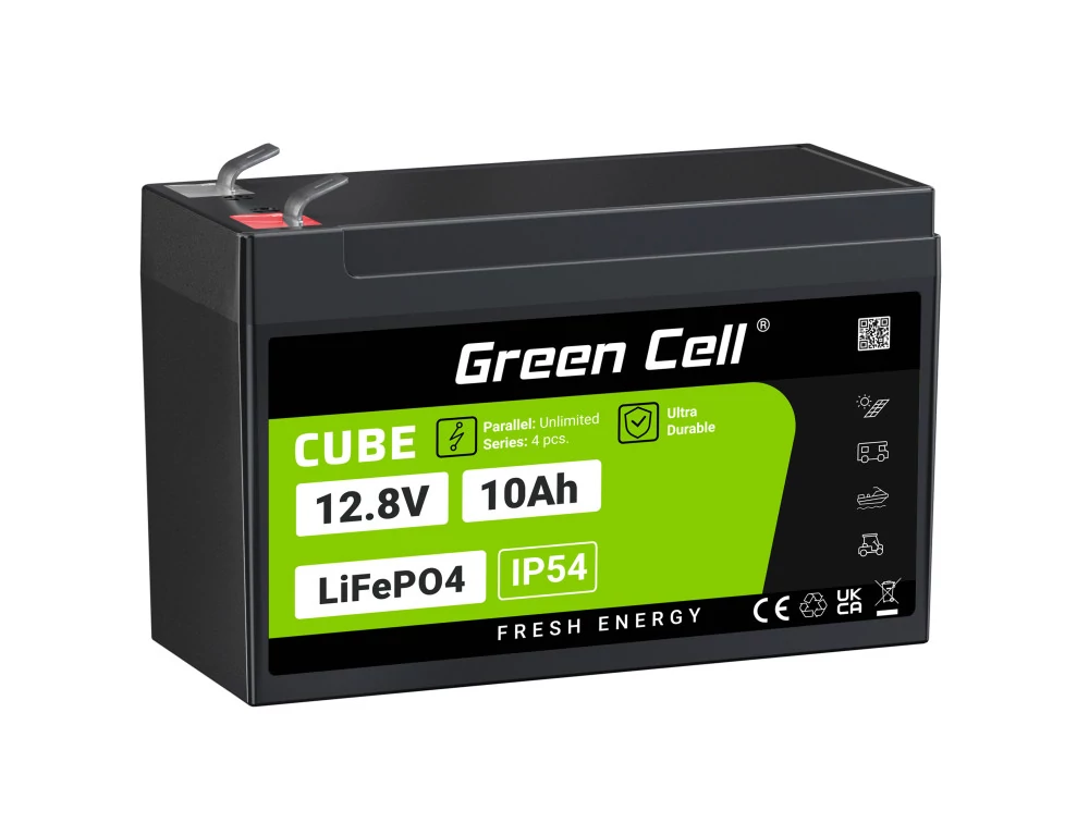 Green Cell CUBE LiFePO4 10Ah 12,8V 128Wh lítium-železofosfátová batéria pre UPS, monitorovanie