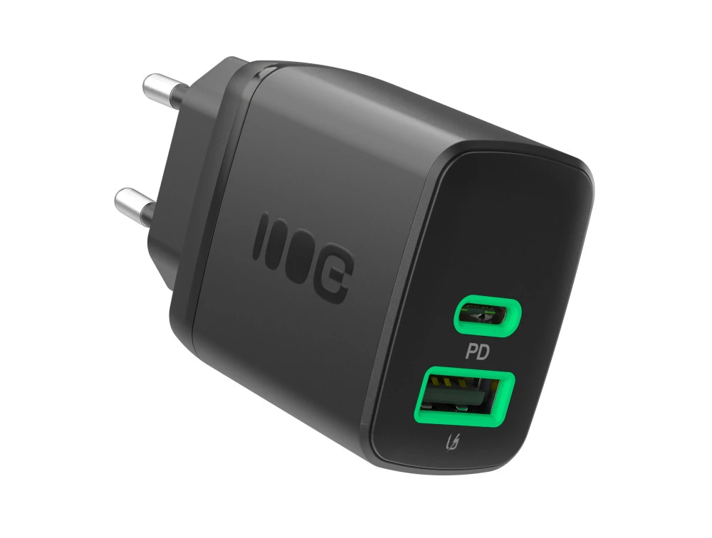 Nabíjačka Greencell PowerSource Duo30 USB/USB-C čierny napájací adaptér 30W napájanie