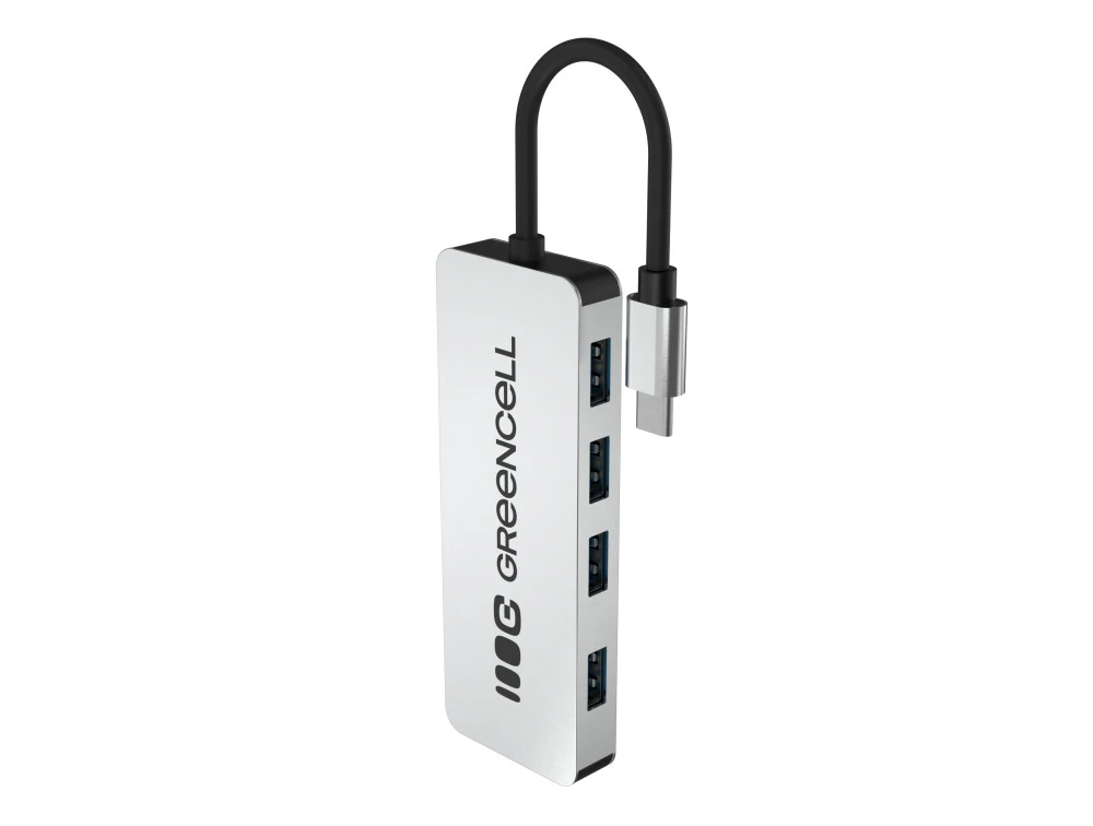 Green Cell Adaptér Basic HUB USB-C 4v1 (4×USB-A 3.0) – rýchly prenos až do 5 Gb/s, hliníkové puzdro