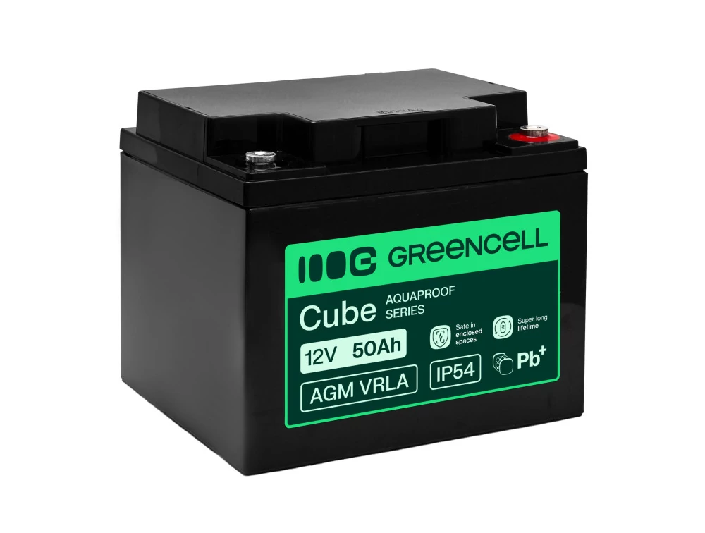 Greencell AGM VRLA 12V 50Ah Maintenance-Free Battery | UPS | Scales | Camper | 197×166×170 mm