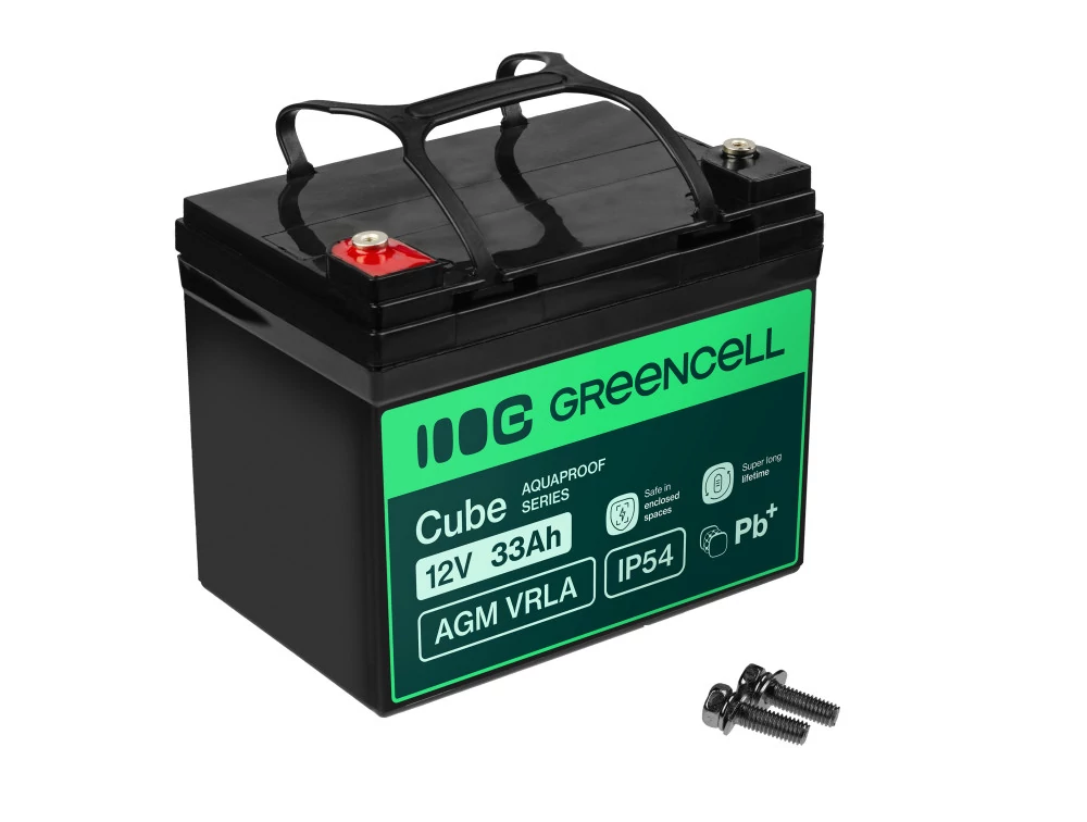 Green Cell Cube AGM VRLA IP54 12V 33Ah bezúdržbová batéria pre kosačky, skútre, člny a invalidné vozíky