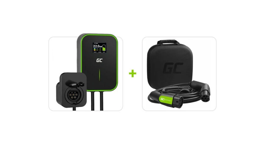 Sada Wallbox GC EV PowerBox 22kW RFID + zelený kábel GC EV typ 2 7,2kW 7m