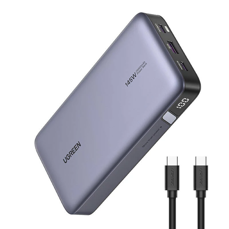 UGREEN PB205 Power Bank 25000mAh, USB + 2x USB-C, 145W PD (szürke)