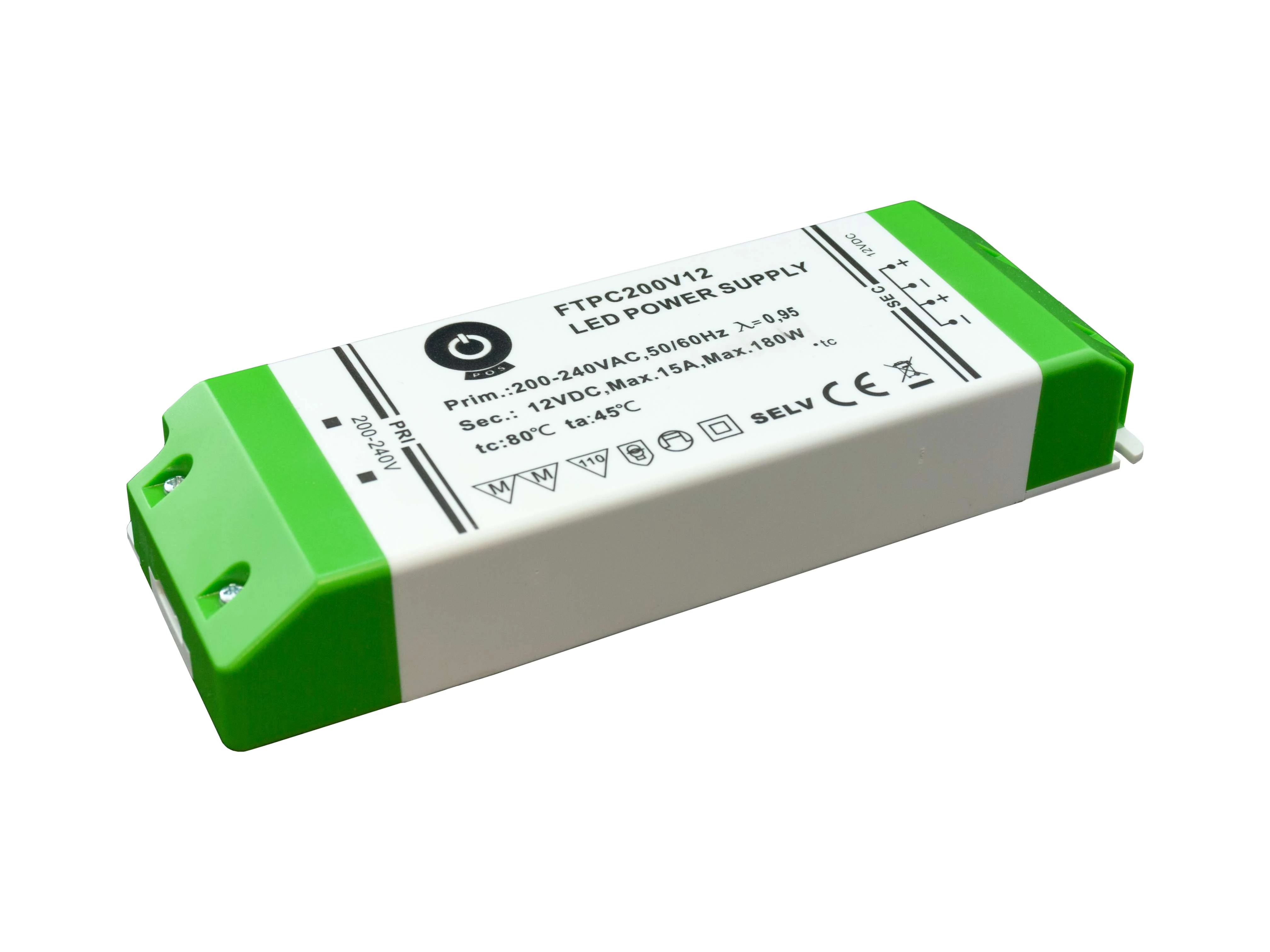 Napájací zdroj POS FTPC200V12, ovládač POS LED 12V/15A CV, v plastovej krabičke