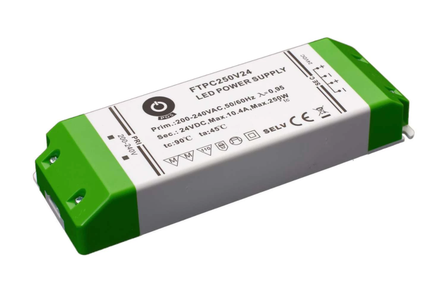 Napájací zdroj POS FTPC250V24, ovládač POS LED 24V/10,4A CV, v plastovej krabičke