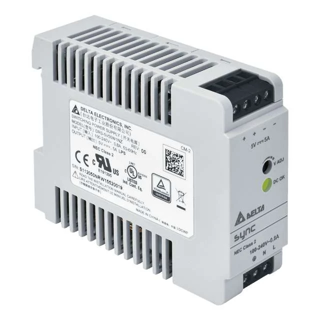 Napájací zdroj DELTA DRS-5V50W1AZ, montovateľný na DIN lištu Delta 5V/6A, synchrónny