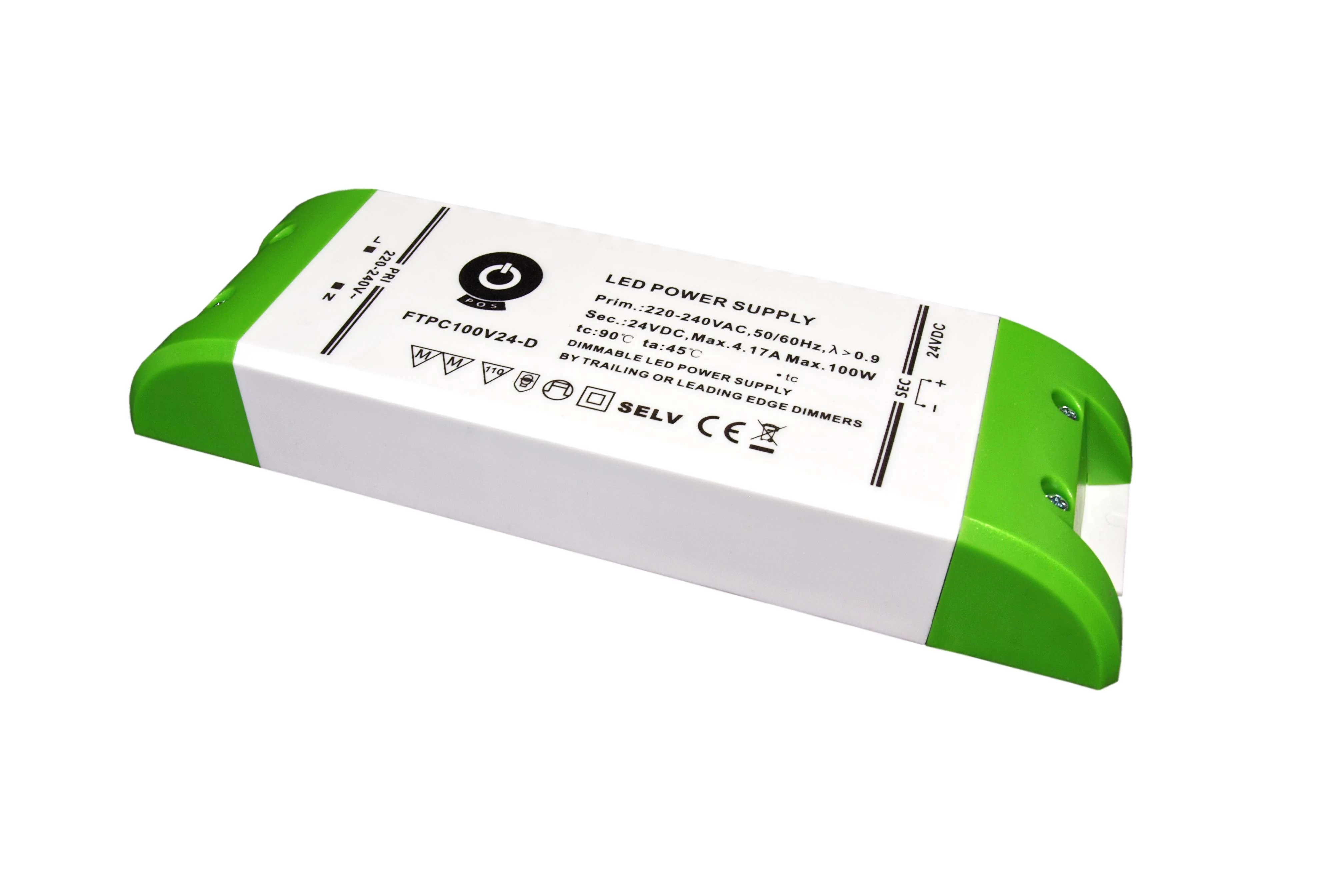 Napájací zdroj POS FTPC100V24-D, ovládač POS LED 24V/4,16A 24-100W CV, plastové puzdro, stmievanie TRIAC/ELV AC