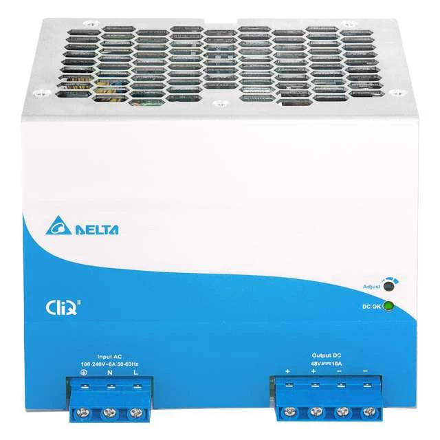 Power supply DELTA DRP048V480W1BN, Delta DIN rail mount 48V/10A, CLIQ II, High efficiency