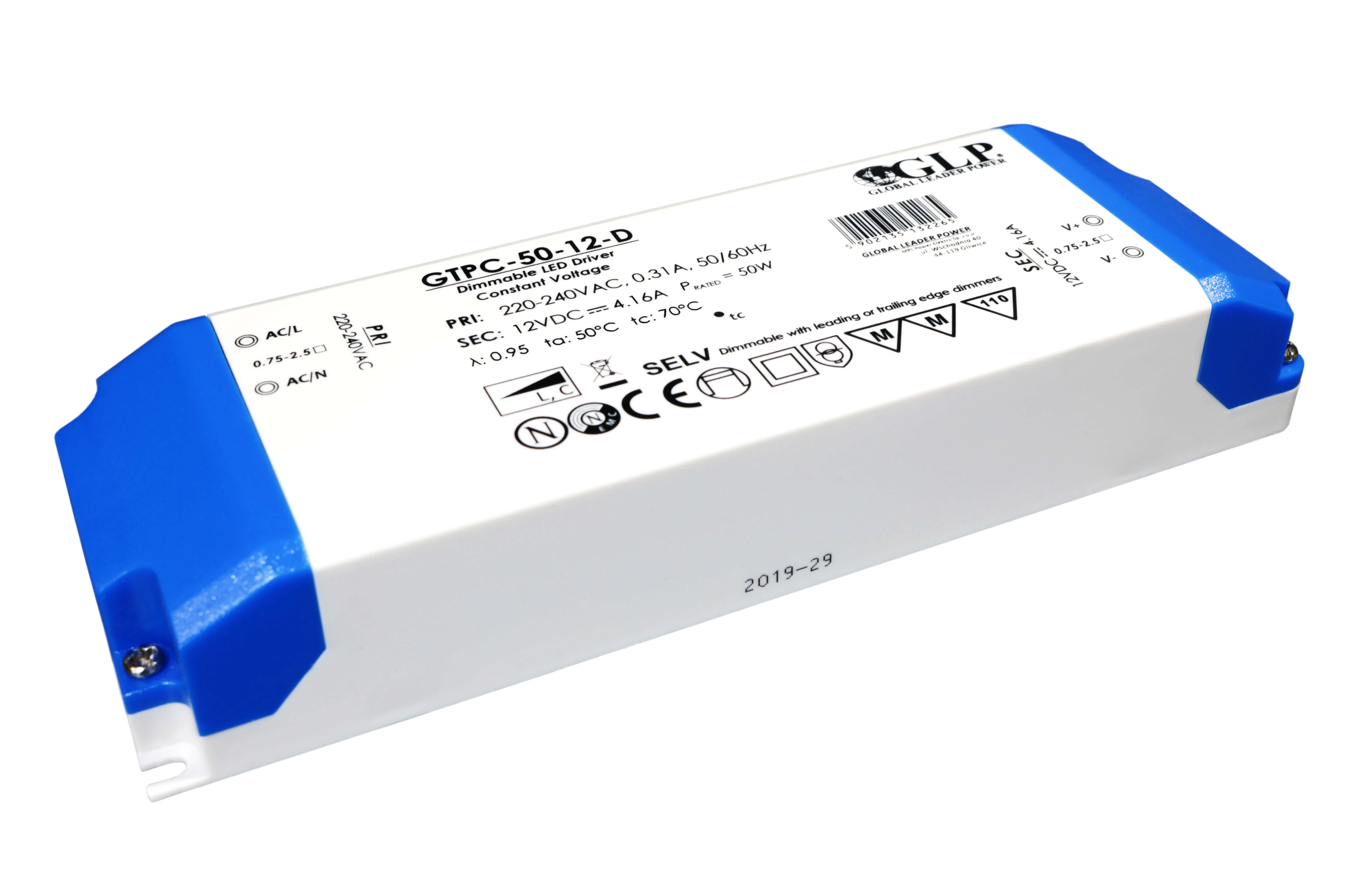 GLP GTPC-50-12-D, napájací zdroj GLP, triak, stmievateľný LED ovládač, 12V / 1 ~ 4,16A