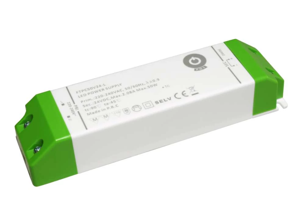 Napájací zdroj POS FTPC50V24-L, ovládač POS LED 24V/2,05A CV, kompaktné plastové puzdro, séria SSVL