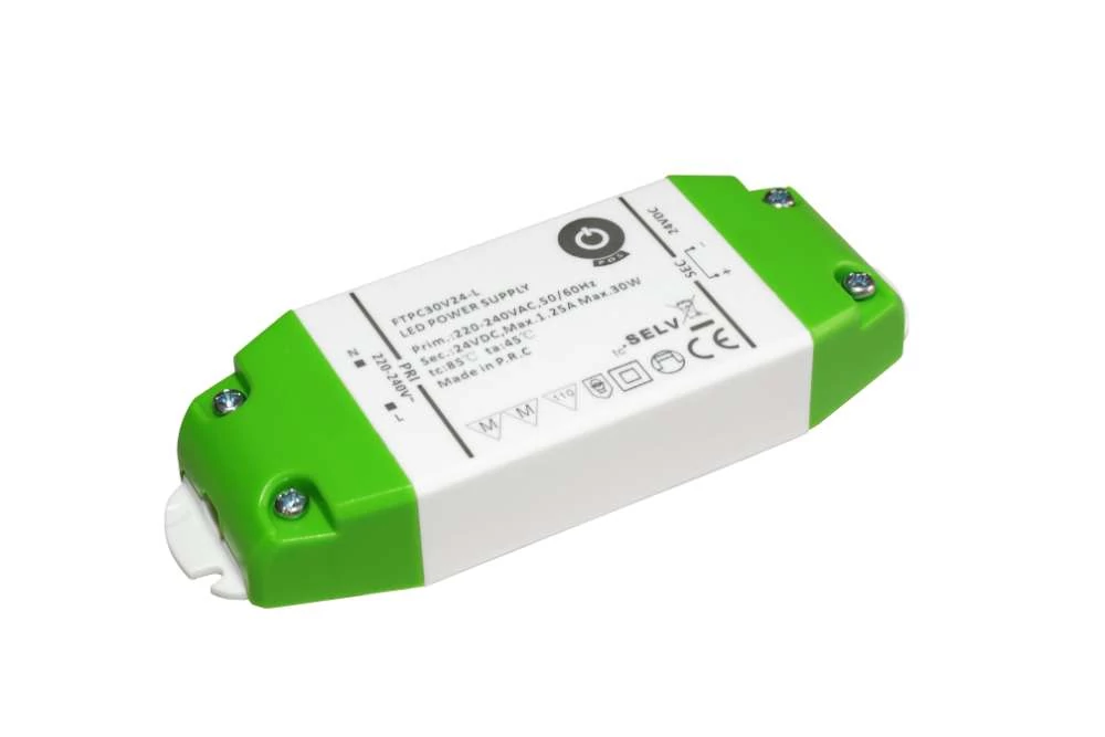Napájací zdroj POS FTPC30V24-L, ovládač POS LED 24V/1,25A CV, kompaktné plastové puzdro, séria SSVL