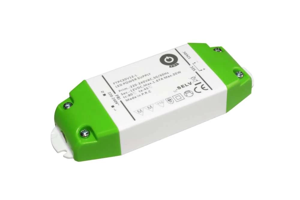 Napájací zdroj POS FTPC20V12-L, ovládač POS LED 12V/1,67A CV, kompaktné plastové puzdro. Séria SSVL.